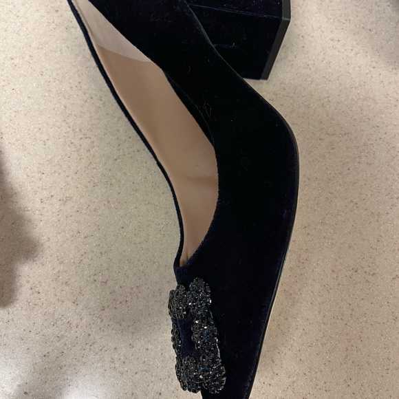 KARL LAGERFELD NAVY VELVET HEELS SZ 10/41B - Picture 5 of 7